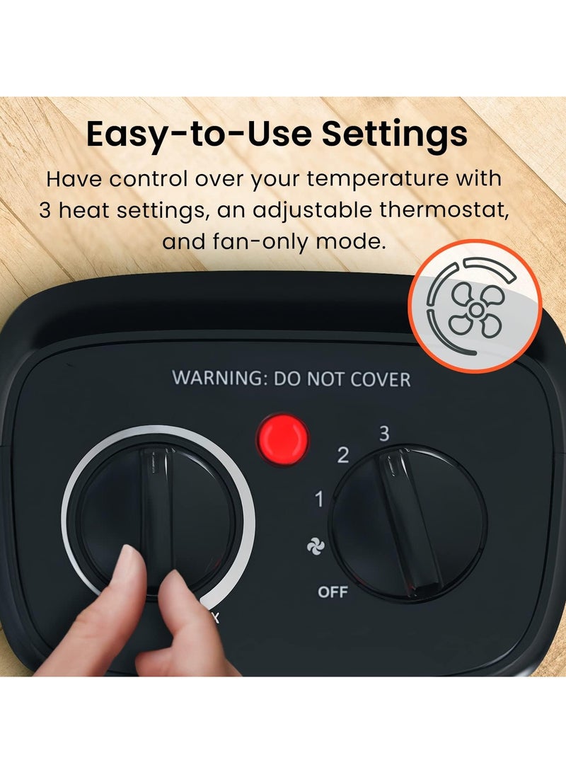 برو_بريز دفاية كهربائية سيراميك صغيرة بقوة 2000 وات، 3 إعدادات للحرارة ووضع المروحة فقط مع حماية مدمجة من الحرارة الزائدة والانقلاب، سخان كهربائي للمنزل والمكتب وغرفة النوم - Image 5