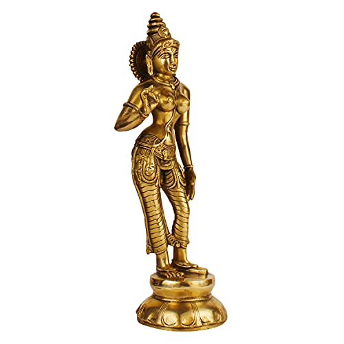 ARTVARKO Brass Devi Uma Parvati Maa Standing Murti Idol for Home Pooja Temple for Prosperity and Good Luck 10 Inches. - Image 3