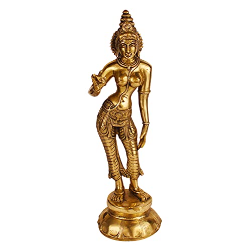 ARTVARKO Brass Devi Uma Parvati Maa Standing Murti Idol for Home Pooja Temple for Prosperity and Good Luck 10 Inches. - Image 2