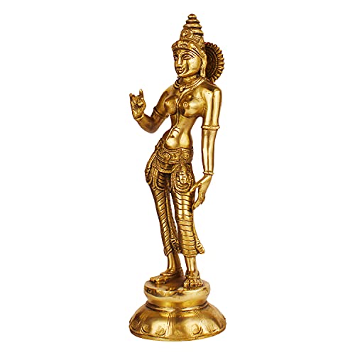 ARTVARKO Brass Devi Uma Parvati Maa Standing Murti Idol for Home Pooja Temple for Prosperity and Good Luck 10 Inches. - Image 4