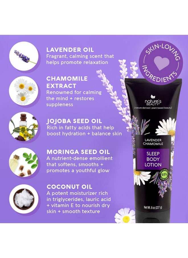 Nature's Beauty Nature's Beauty Lavender Chamomile Sleep Body Lotion Multi-Pack - Lightweight, Non-Greasy Moisturizer to Sooth & Relax Dry Skin, Made w/Coconut, Jojoba + Moringa Seed Oils, 8 oz (2 Pack)  - Image 2