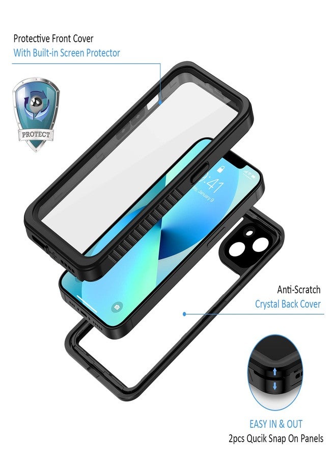 جراب Lanhiem لهاتف iPhone 13 Mini، جراب مقاوم للماء والغبار والصدمات بمعيار IP68 مع واقي شاشة مدمج، غطاء أمامي وخلفي محكم الإغلاق بالكامل لهاتف iPhone 13 Mini، 5.4 بوصة (أسود) - Image 3