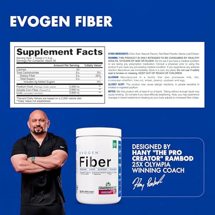 Evogen Fiber - Premium Fiber Powder Supplement | No Bloat, Constipation & Gut Health Support | Natural Mixed Berry | 30 Servings - Image 2