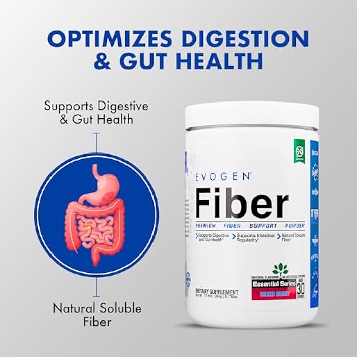 Evogen Fiber - Premium Fiber Powder Supplement | No Bloat, Constipation & Gut Health Support | Natural Mixed Berry | 30 Servings - Image 3
