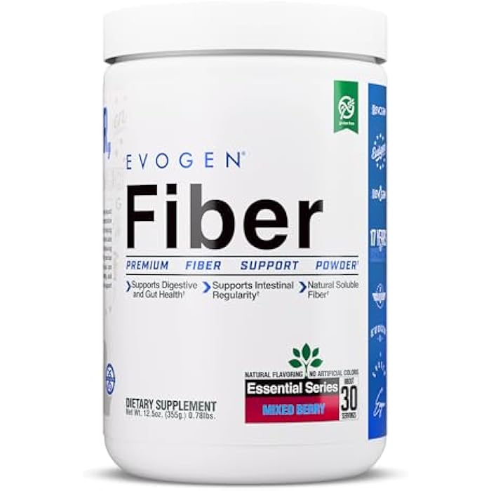 Evogen Fiber - Premium Fiber Powder Supplement | No Bloat, Constipation & Gut Health Support | Natural Mixed Berry | 30 Servings - Image 1