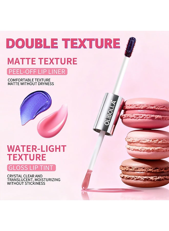 OLIBOLLA Double-Ended Peel-Off Lip Liner Color Changing Lip Oil, 2-in-1 Long-Lasting Peel-Off Lip Stain with Hydrating Lip Gloss #04 - Image 5