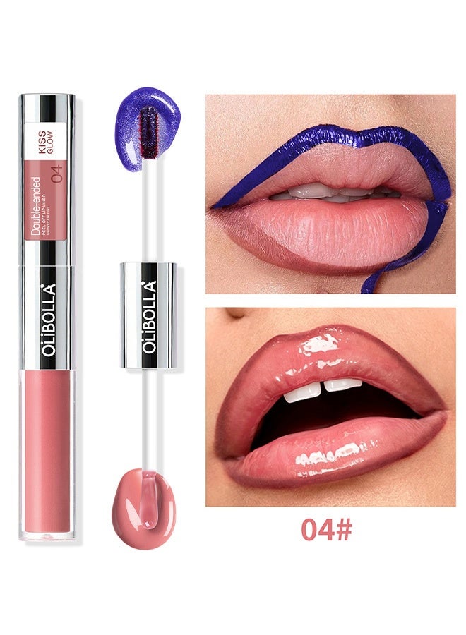 OLIBOLLA Double-Ended Peel-Off Lip Liner Color Changing Lip Oil, 2-in-1 Long-Lasting Peel-Off Lip Stain with Hydrating Lip Gloss #04 - Image 2