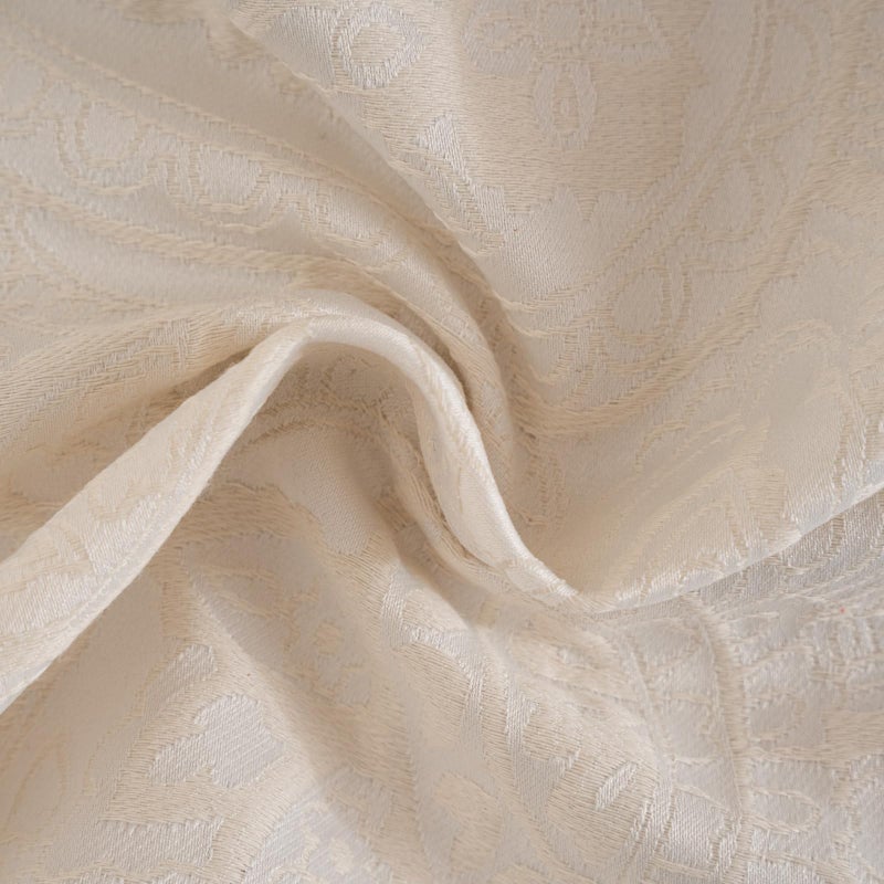 ENJOYBRIDAL ستائر ENJOYBRIDAL بيسلي بطول 84 بوصة لغرفة النوم وغرفة المعيشة، جاكار شبه شفافة باللون الأبيض الفاتح، ستائر طول الأرضية، مجموعة من لوحين، جيب قضيب، تصميم بوهو مزرعة، زهور كريمية، معالجة نوافذ - Image 5