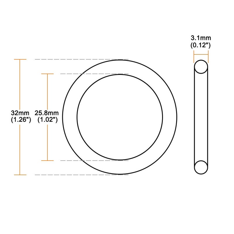 uxcell Nitrile Rubber O-Rings 32mm OD 25.8mm ID 3.1mm Width, Metric Sealing Gasket for Automotive Machine Plumbing, Pack of 5 - Image 3
