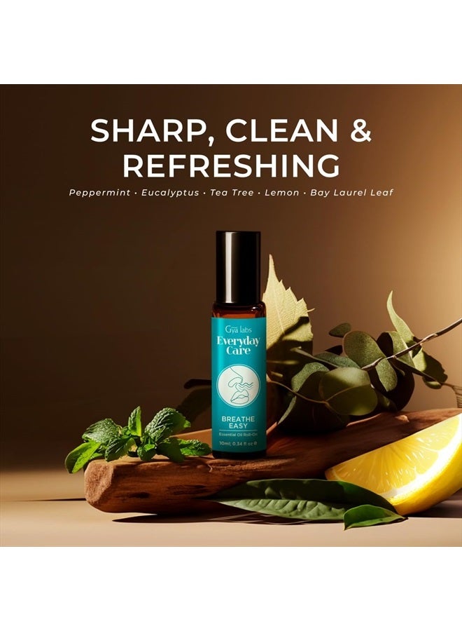 gya labs Breathe Essential Oil Roll On - Fast Cooling Comfort for Sinus, Stuffy Nose & Easy Breathing - Aromatherapy Roll On Blend Made with Peppermint, Eucalyptus, Tea Tree Oil & More (0.34 Fl Oz) - Image 2