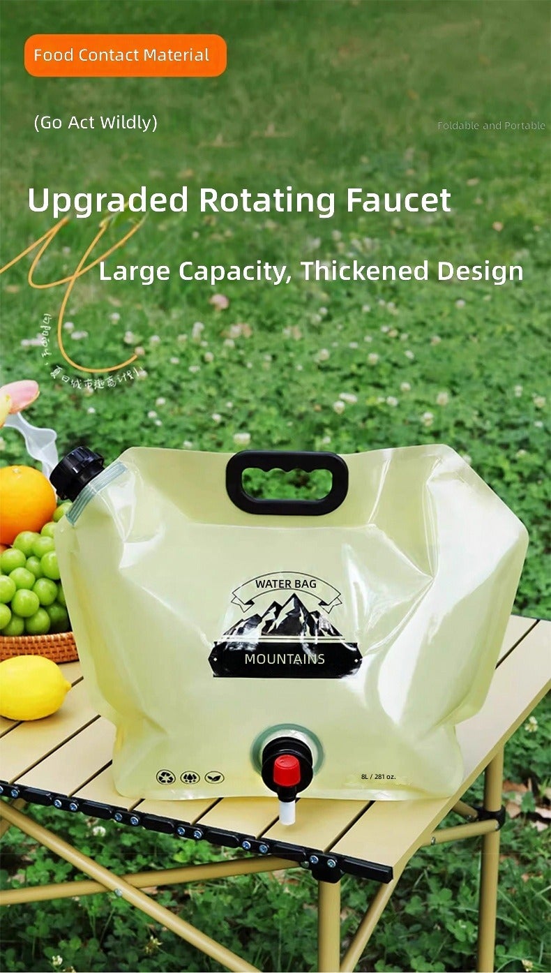 Zi Mu Portable Foldable Water Carrier 8L Large Capacity Food-Grade Outdoor Camping Water Bag for Hiking Travel - Image 2