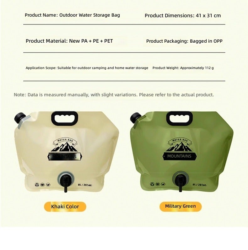Zi Mu Portable Foldable Water Carrier 8L Large Capacity Food-Grade Outdoor Camping Water Bag for Hiking Travel - Image 5