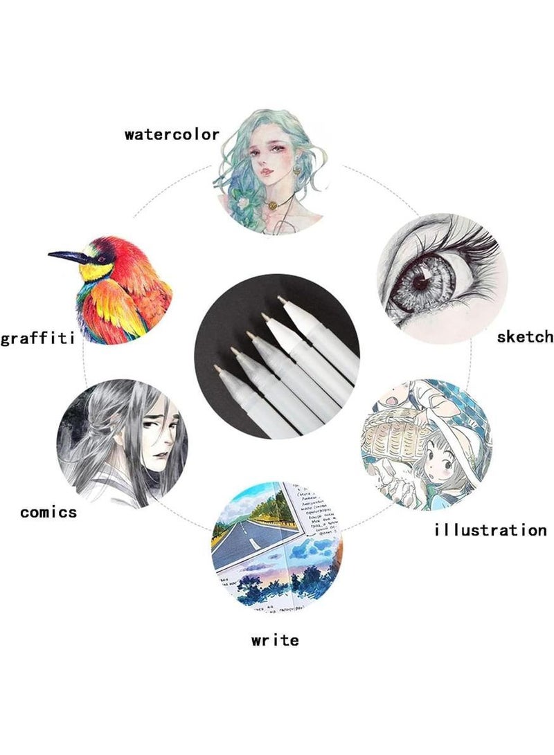 PAPERSAY 10 Pieces White Highlighter Pen,  0.8mm Fine Tip White Gel Pens, Quick Drying Water Based Ink, Non Toxic Acrylic Markers for Paper, Glass, Wood, Metal, Plastic, Ideal for Artists, Students and Crafting - Image 5