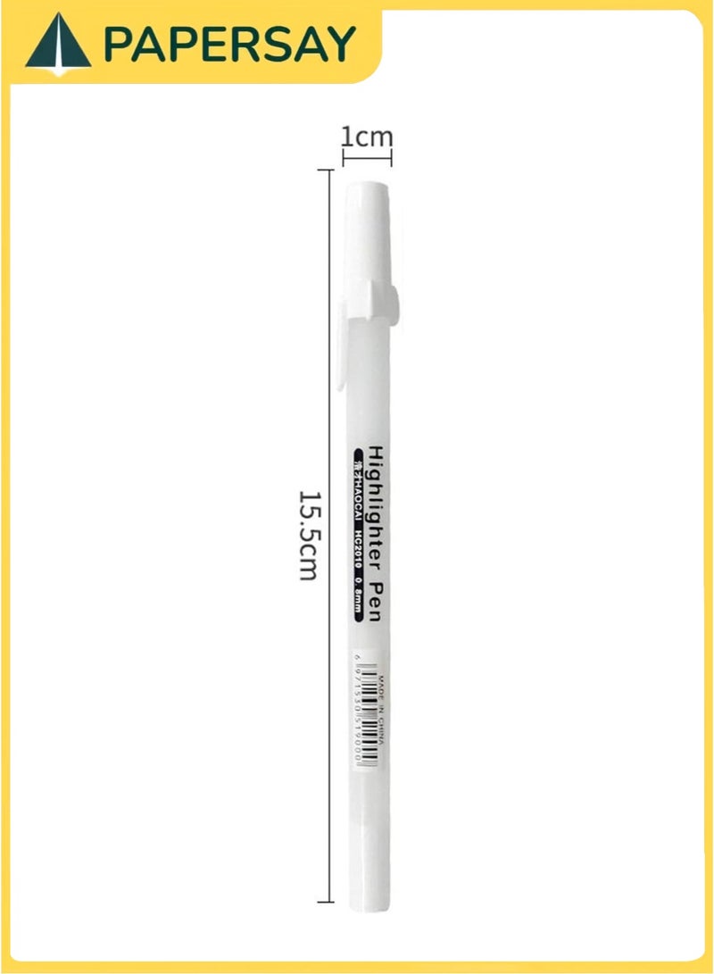 PAPERSAY 10 Pieces White Highlighter Pen,  0.8mm Fine Tip White Gel Pens, Quick Drying Water Based Ink, Non Toxic Acrylic Markers for Paper, Glass, Wood, Metal, Plastic, Ideal for Artists, Students and Crafting - Image 2