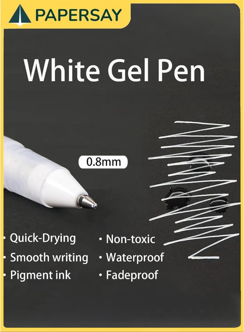 PAPERSAY 10 Pieces White Highlighter Pen,  0.8mm Fine Tip White Gel Pens, Quick Drying Water Based Ink, Non Toxic Acrylic Markers for Paper, Glass, Wood, Metal, Plastic, Ideal for Artists, Students and Crafting - Image 3