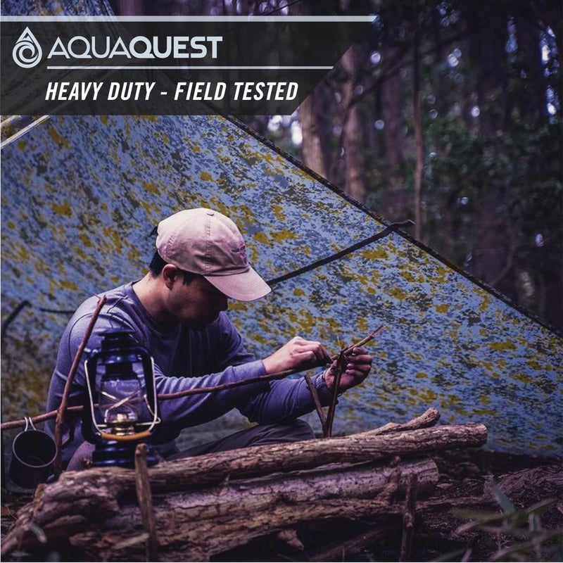 Aquaquest Defender Tarp - Heavy-Duty Waterproof (20,000 Mm) Seam-Taped Rain Fly For Camping, Bushcraft & Survival - 13  10 Boulder Camo - Image 5