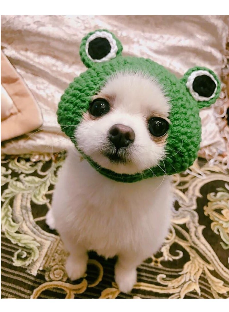 GUDOO Pet Hat - Dog Cat Pet Cap Handmade Knitted Woolen Yarn Hat for Puppy Teddy Cartoon Frog Animal Dog Cat Grooming Accessories Apparels, Green - Image 3