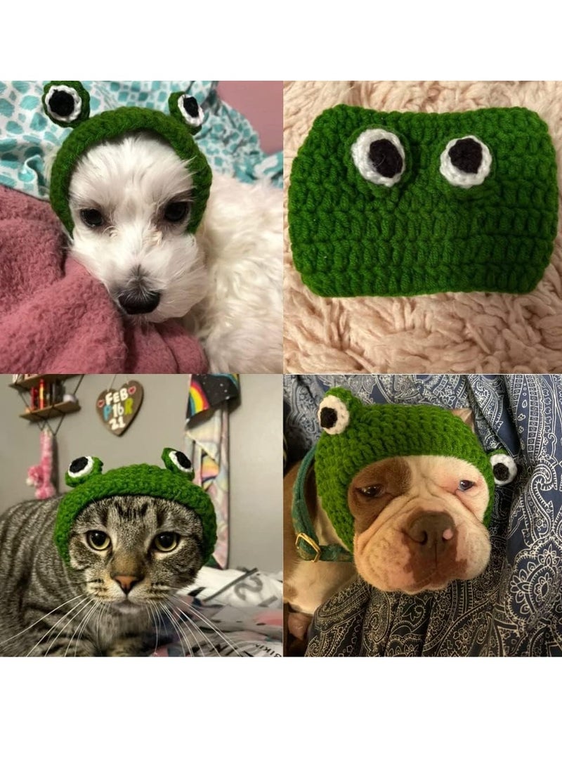 GUDOO Pet Hat - Dog Cat Pet Cap Handmade Knitted Woolen Yarn Hat for Puppy Teddy Cartoon Frog Animal Dog Cat Grooming Accessories Apparels, Green - Image 4