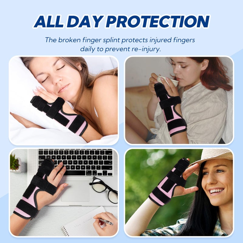 YiYame Pinky Finger Splint, Trigger Finger Splint Pinky Right & Left Hand, Ulnar Gutter Splint, Metacarpal Finger Splint Hand Brace for Boxer Finger, Dupuytren's Contracture, Arthritis, Pink, M - Image 5