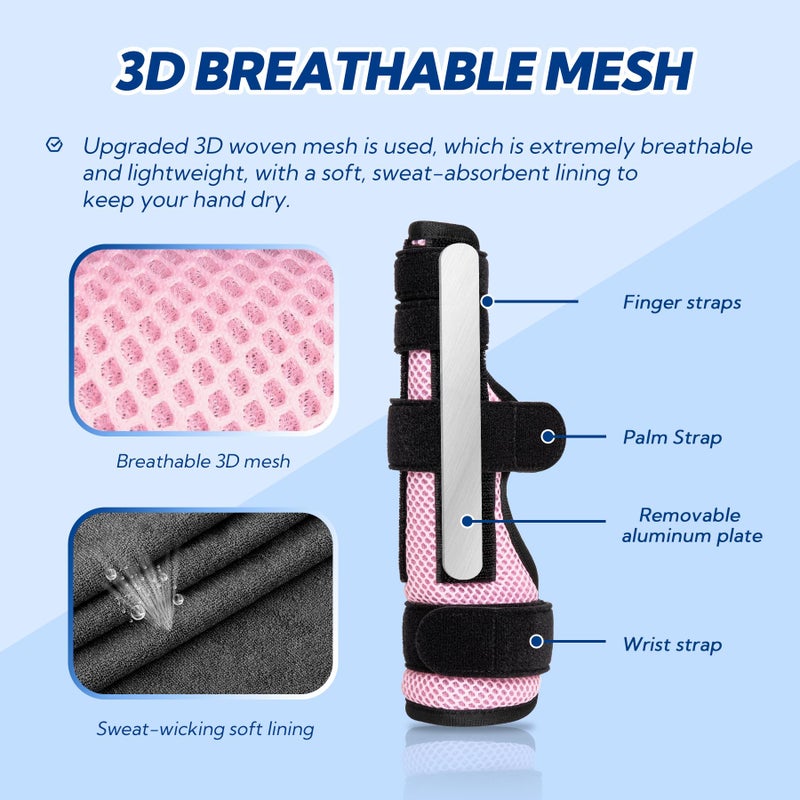 YiYame Pinky Finger Splint, Trigger Finger Splint Pinky Right & Left Hand, Ulnar Gutter Splint, Metacarpal Finger Splint Hand Brace for Boxer Finger, Dupuytren's Contracture, Arthritis, Pink, M - Image 4