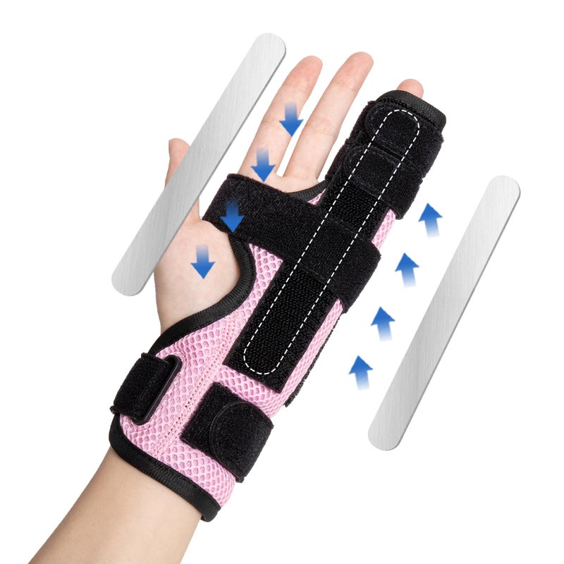 YiYame Pinky Finger Splint, Trigger Finger Splint Pinky Right & Left Hand, Ulnar Gutter Splint, Metacarpal Finger Splint Hand Brace for Boxer Finger, Dupuytren's Contracture, Arthritis, Pink, M - Image 1