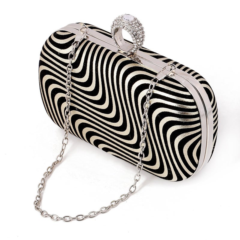 Supply Bag Women'S Fashion Pu Striped Evening Bag Hand-Held Women'S Bag Dress Banquet Bag 3068 - Image 5