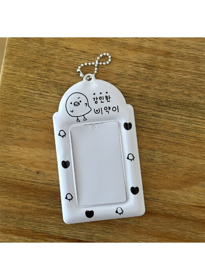 NIBEMINENT 1 - Piece Black And White Simple Lines Puppy Animal Kpop Photo Card Holder Pendant Key Chain ID Badge Holder ID Card Holder Photo Card Protector for School ID Office ID Access Card for Women Girls - Image 1