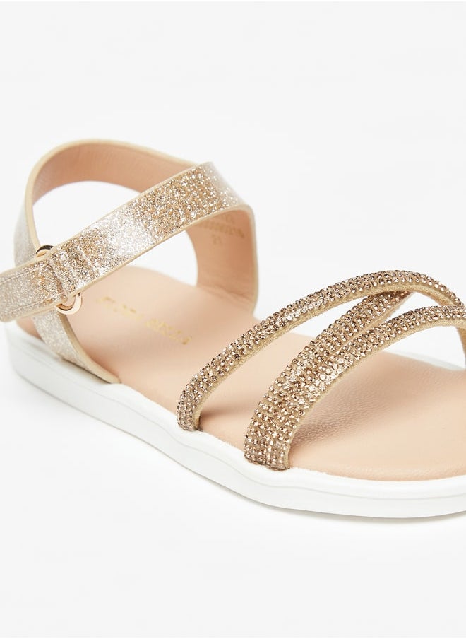 Flora Bella By Shoexpress - Girl's Embellished Sandals With Hook And Loop Closure Ramadan Collection - Image 1