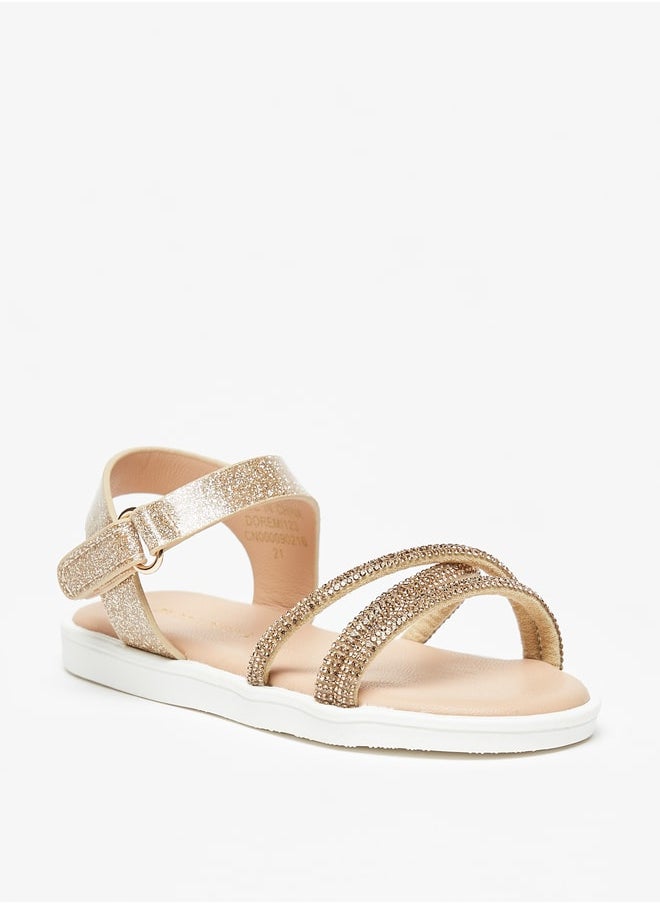 Flora Bella By Shoexpress - Girl's Embellished Sandals With Hook And Loop Closure Ramadan Collection - Image 1