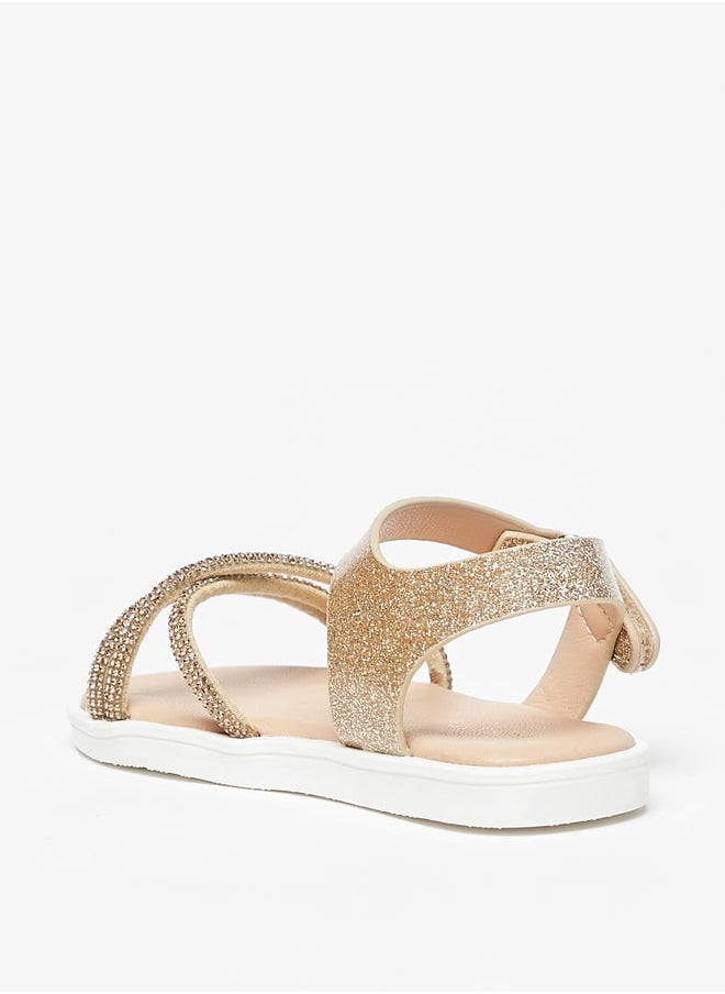 Flora Bella By Shoexpress - Girl's Embellished Sandals With Hook And Loop Closure Ramadan Collection - Image 1