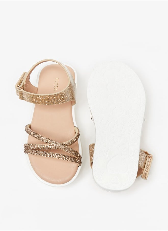 Flora Bella By Shoexpress - Girl's Embellished Sandals With Hook And Loop Closure Ramadan Collection - Image 1