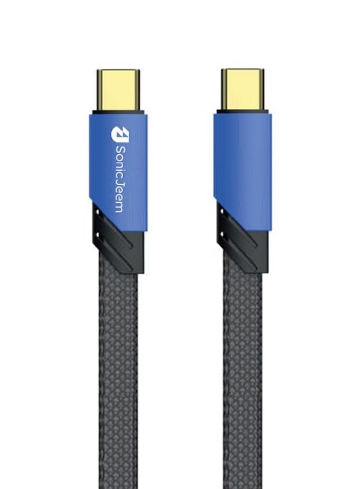 SONIC JEEM Sonic Game Fast Charging 100W TYPE-C TO TYPE-C Data Cable, Gold Plated Interface, 1m, Blue - Image 1