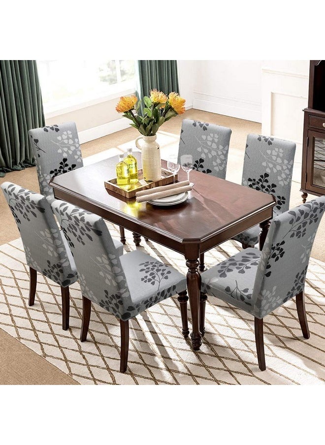 Styleys Styleys Chair Cover Set of 6 Dining Chair Cover Polyester Stretchable Printed Washable Elastic Chair Covers Slipcovers for Home, Kitchen, Party, Restaurant (Set of 6, SLMC105 Black/White/Grey Ginkgo)  - Image 2
