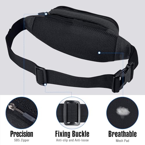 WATERFLY Fanny Pack Waist Bag: Small Hip Pouch Bum Bag Fannie Pack Phanny Fannypack Waistpack Bumbag Beltbag Sport Slim Fashionable for Jogging Hiking Hiker Woman Man - Image 5