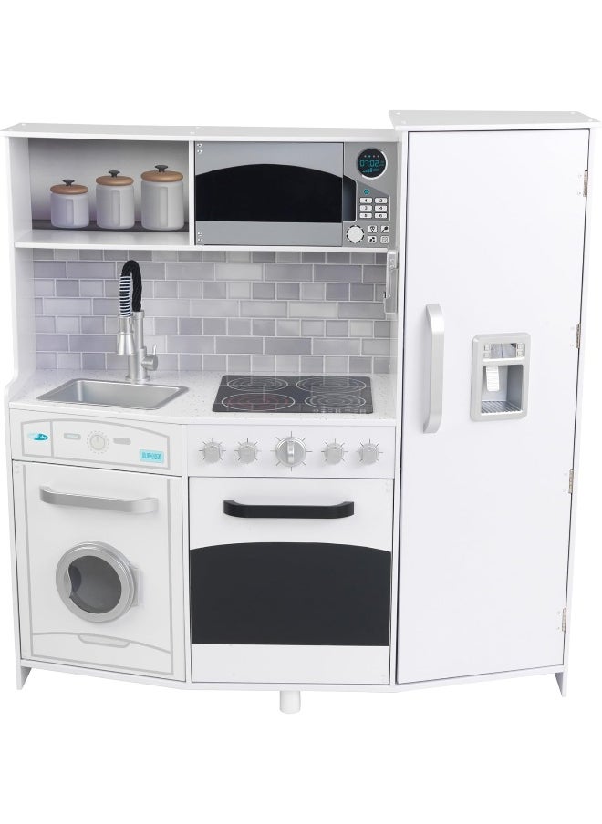 KidKraft Kidkraft 53369 Large Play Wooden Kitchen - White With Lights And Sounds  - Image 1