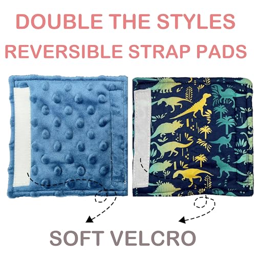 Culclendy Baby Car Seat Neck Cover, Car Seat Strap Cover, Seat Belt Cushions Pads, Shoulder Strap Protectors, Reversible Pram Harness Covers in Minky Dinosaur, Baby Neck Pad Protector - Image 2