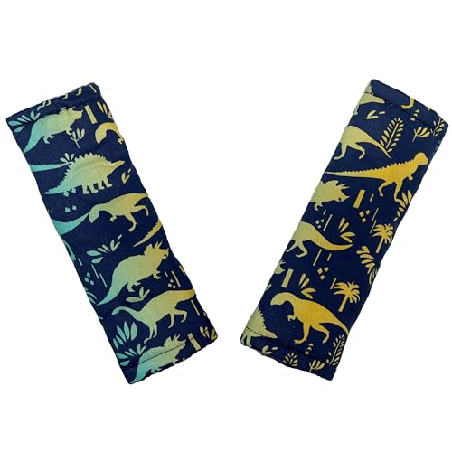 Culclendy Baby Car Seat Neck Cover, Car Seat Strap Cover, Seat Belt Cushions Pads, Shoulder Strap Protectors, Reversible Pram Harness Covers in Minky Dinosaur, Baby Neck Pad Protector - Image 1