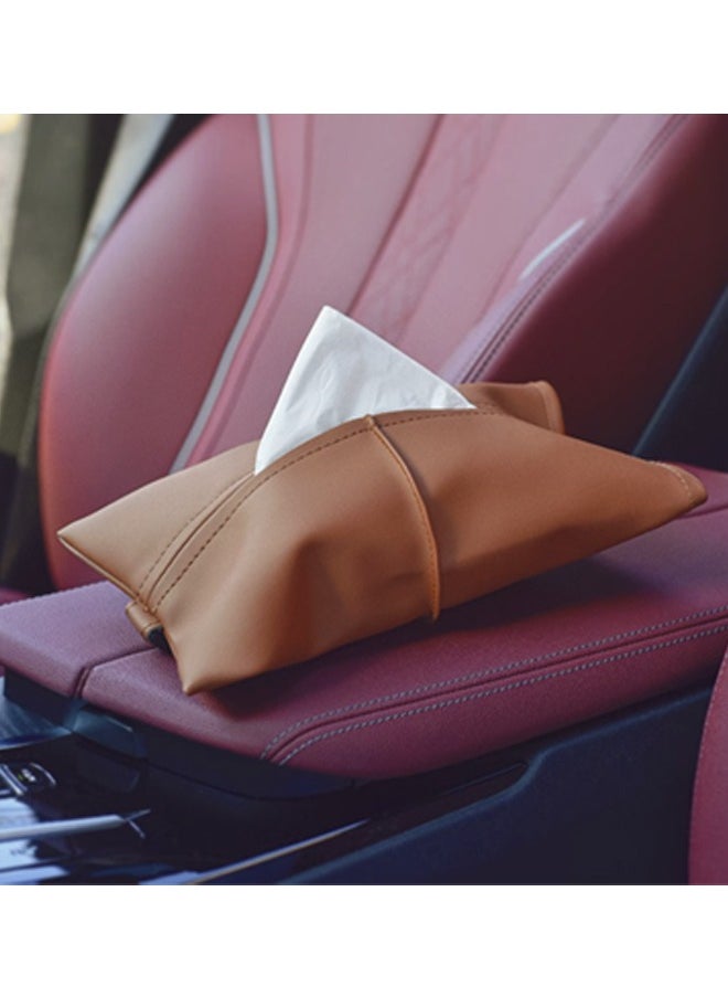 Generic PU leather tissue box with elastic band on the back for placement in the car, behind the seat headrest  - Image 5