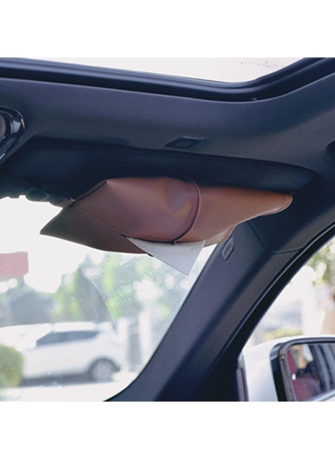 Generic PU leather tissue box with elastic band on the back for placement in the car, behind the seat headrest  - Image 3
