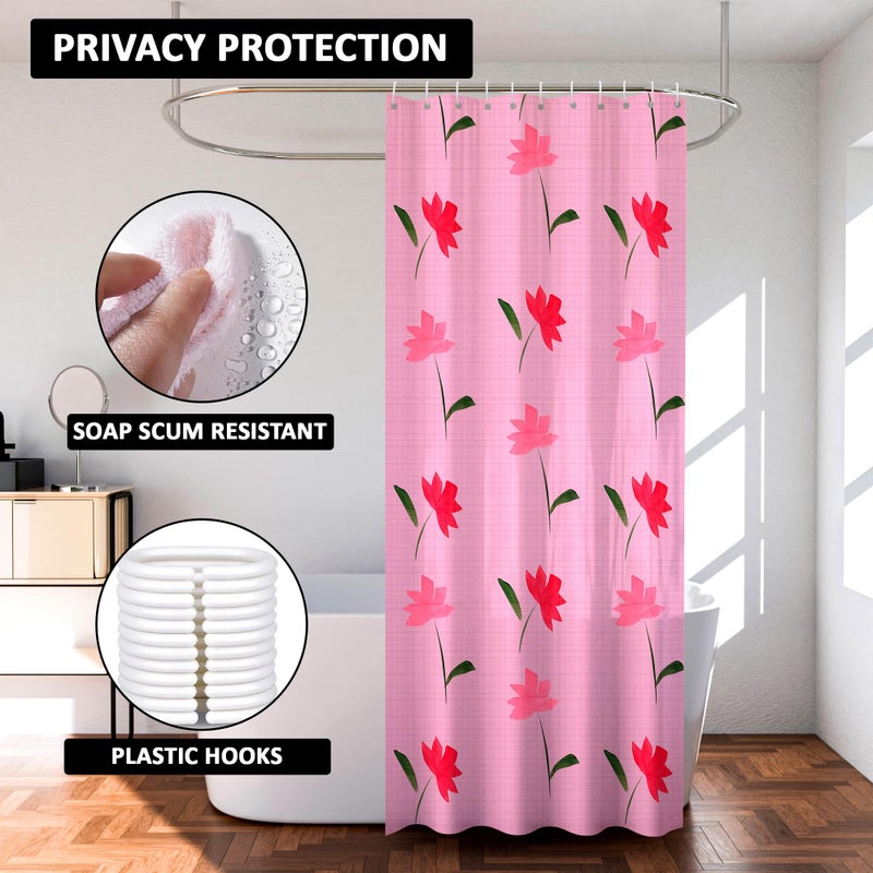 Kuber Industries (Pack of 6) Shower Curtain | 7 Feet | PVC Waterproof Window Curtain | Bathroom Shower Curtain | AC Curtains | Curtains for Bathtub | 8 Rings Curtain | Painting | Pink - Image 4