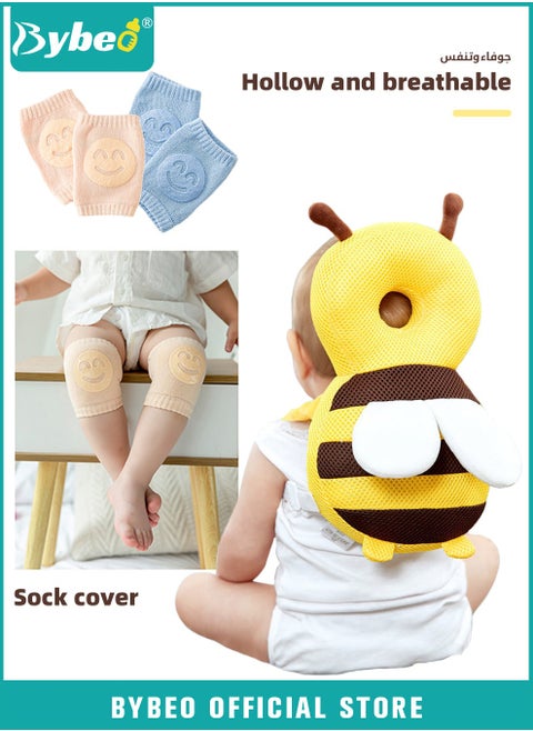 Baby Head Protector Pillow Toddler Breathable Safety Protect Hat With 2 Knee Pads for Crawling and Walking, 6 Months-3 Years