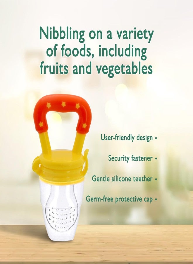 Kidbea Silicone Food/Fruit Nibbler with Extra Mesh, Soft Pacifier/Feeder, Teether for Baby, Infant (Yellow) - Image 2