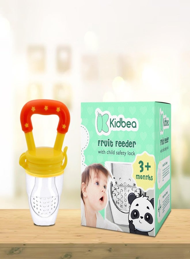 Kidbea Silicone Food/Fruit Nibbler with Extra Mesh, Soft Pacifier/Feeder, Teether for Baby, Infant (Yellow) - Image 1