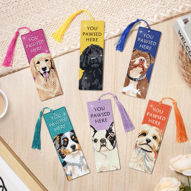 NANZHOO 6 PCS Diamond Art Kits Bookmarks Diamond Painting Bookmark, 5D DIY Book Marks Dimond Art Paintings Gem Art, Acrylic Bookmarks with Tassels,Arts and Crafts for Adults Reading Gifts for Book Lovers - Image 4
