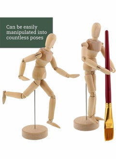 KASTWAVE Wood 8" Male, Artist Drawing Manikin Articulated Mannequin with Base and Flexible Body, Draw Painting Model Mannequin Jointed Doll, Perfect for Drawing The Human Figure or Home Desktop Decoration  - Image 4