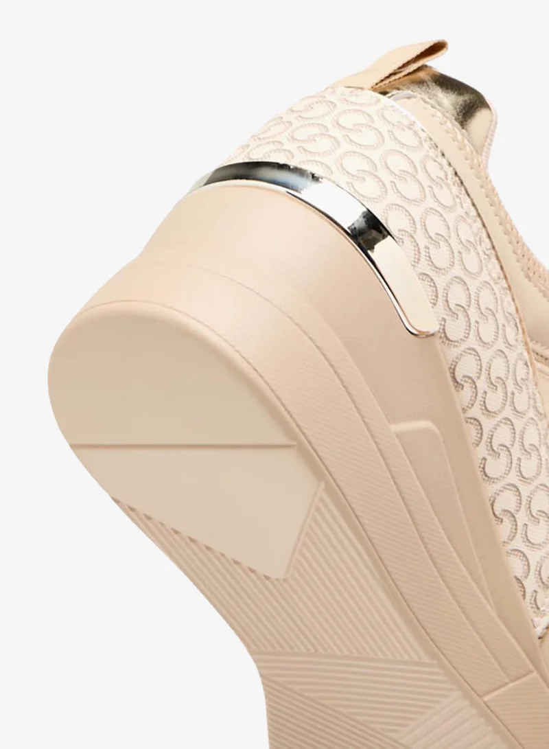 Celeste BEIGE Womens Monogram Print Slip-On Sneakers With Wedge Heels for Women | Best Price UAE