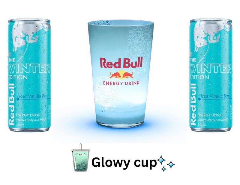 Red bull juice light cup Sky blue