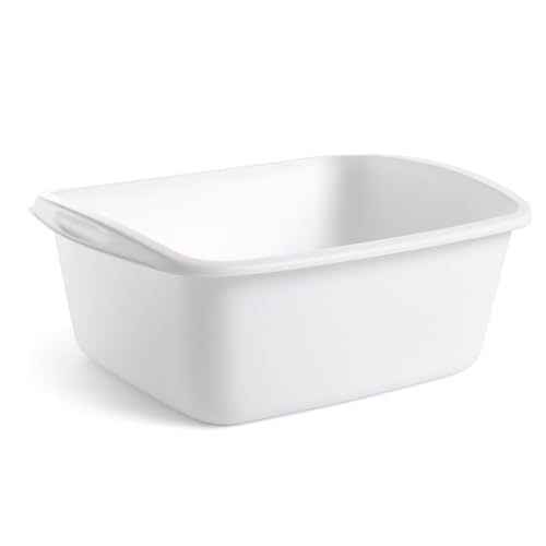 Tribello Plastic Wash Tub Dishpan Basin and Foot Bath for Soaking Feet, Laundry Hand Wash Bucket, Dish Pans for Washing and Storage Cleaning Supplies - 12 Quarts - Heavy Duty - Made in USA (White) - Image 2
