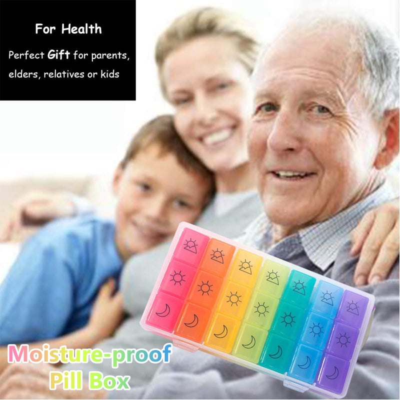 Medicine Case Medicine Box Pill Organizer Pill Box Moisture-Proof Pill Case Medication Reminder Portable Travel Container for Vitamins Fish Oil Compartments - Image 3