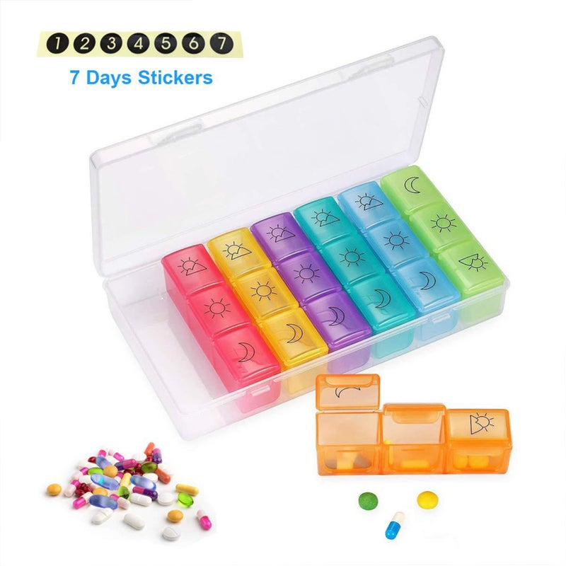 Medicine Case Medicine Box Pill Organizer Pill Box Moisture-Proof Pill Case Medication Reminder Portable Travel Container for Vitamins Fish Oil Compartments - Image 4
